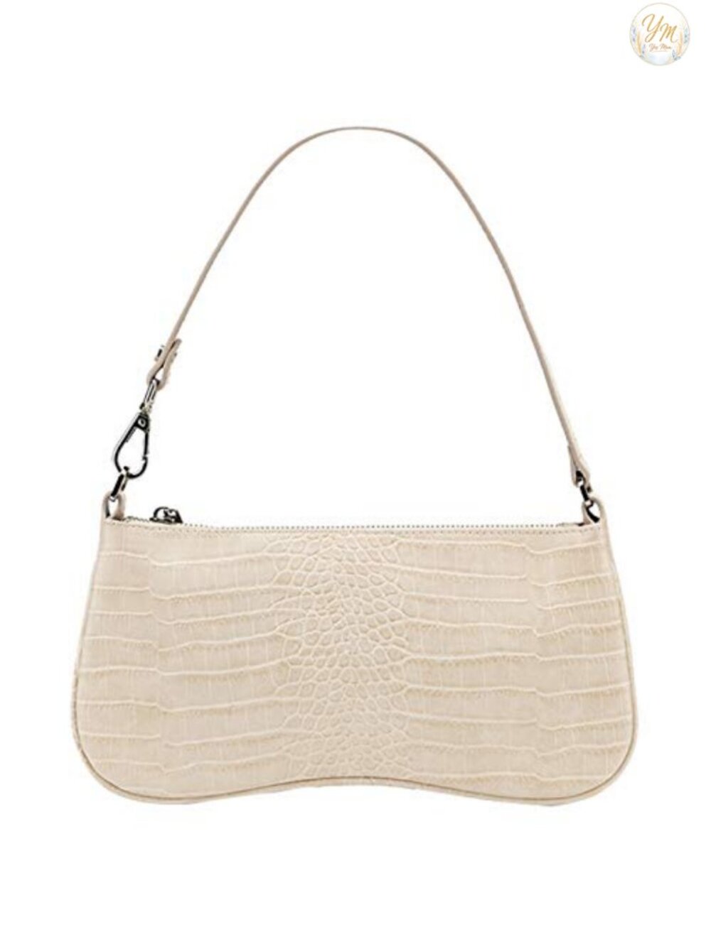 Vegan Leather Shoulder Handbag with Zip Closure and Interior Pocket